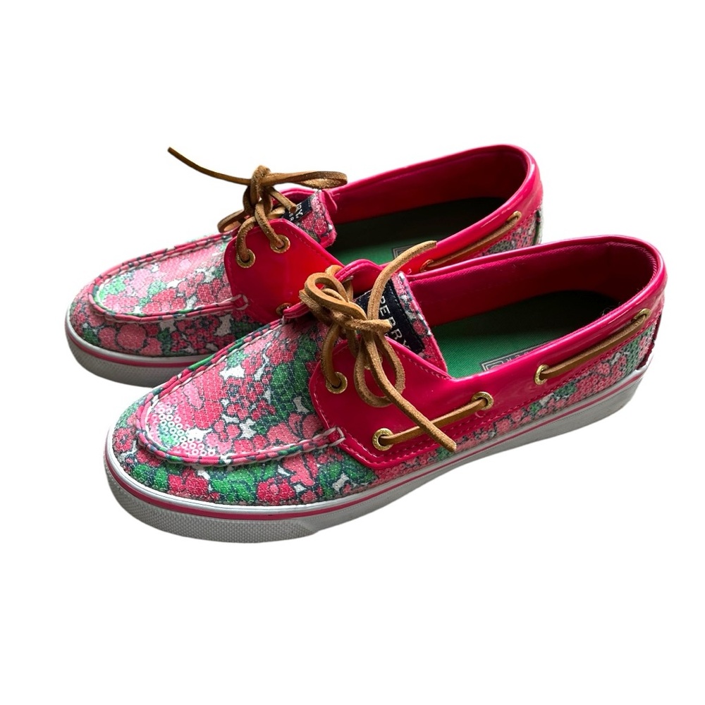 Sperry Topsider boat shore with beautiful sequined floral pattern